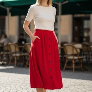 NWT Liz Claiborne Linen/Rayon Blend Elastic Waist Knee Length Skirt Size S